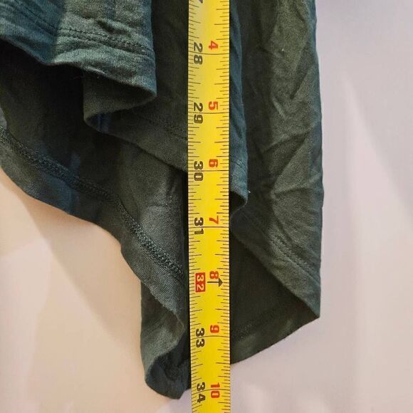 logo by lori goldstein Small V neck green Henley top high low hem pleated pocket - Picture 11 of 11